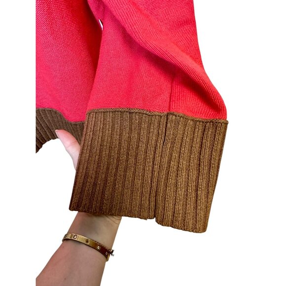 NWT Maeve by Anthropologie Chandler Crew-Neck Sweater | Red Brown Colorblock Box - Picture 7 of 13